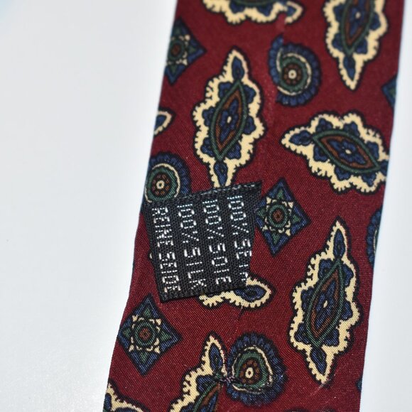 Vintage Enrico Coveri Italy Burgundy patterned Silk Neck Tie mens - Picture 3 of 3